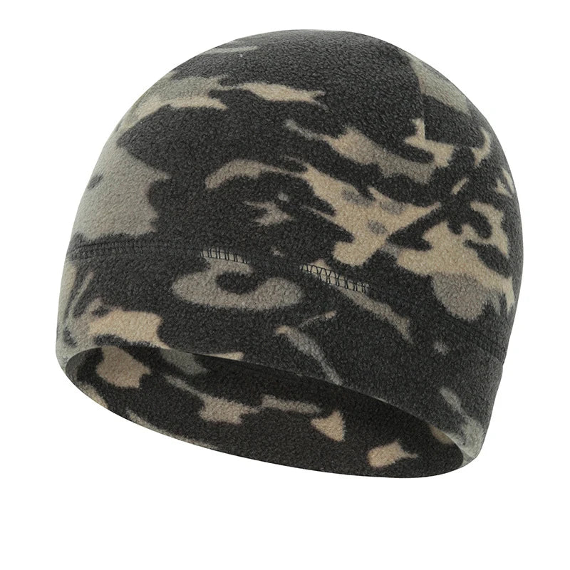Camouflage Beanie Hat Soft Polar Fleece Caps for Autumn Winter Men Outdoor Keep Warm Ear Protected Melon Street Cap Women Hats