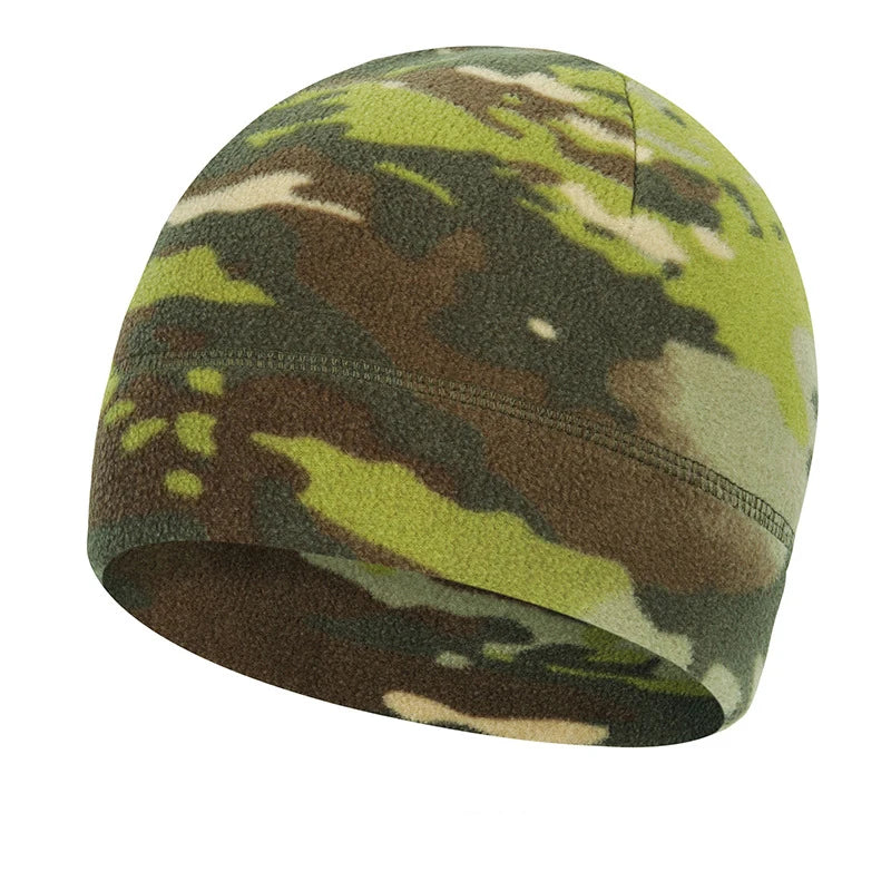 Camouflage Beanie Hat Soft Polar Fleece Caps for Autumn Winter Men Outdoor Keep Warm Ear Protected Melon Street Cap Women Hats