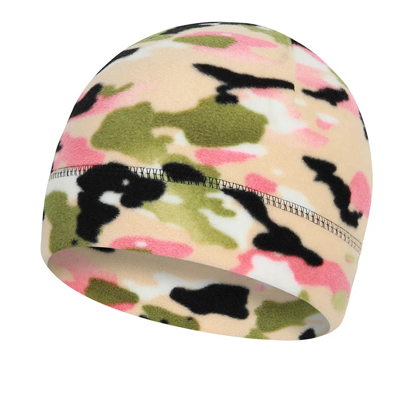 Camouflage Beanie Hat Soft Polar Fleece Caps for Autumn Winter Men Outdoor Keep Warm Ear Protected Melon Street Cap Women Hats